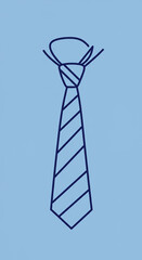 Necktie Line Art on Blue Background