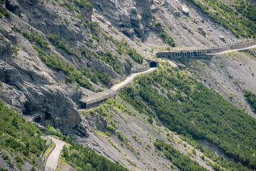 Tunnels leading to the famous Passo dello Stelvio in Italy