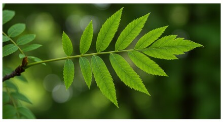 Lush Green Mountain Ash Leaf Capturing the Essence of Natural Freshness