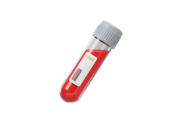 A vital blood sample in a sterile test tube representing hope health and scientific on transparent background
