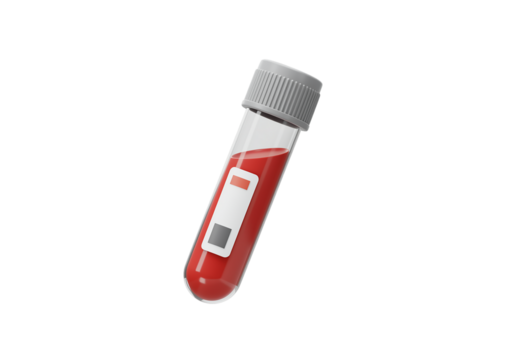 A vial of hope filled with life saving blood symbolizing medical breakthrough health isolated on transparent background