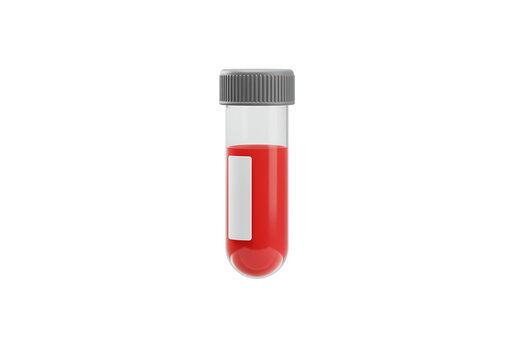 The pivotal moment of a life saving blood test a transparent vial with human blood for the on transparent background