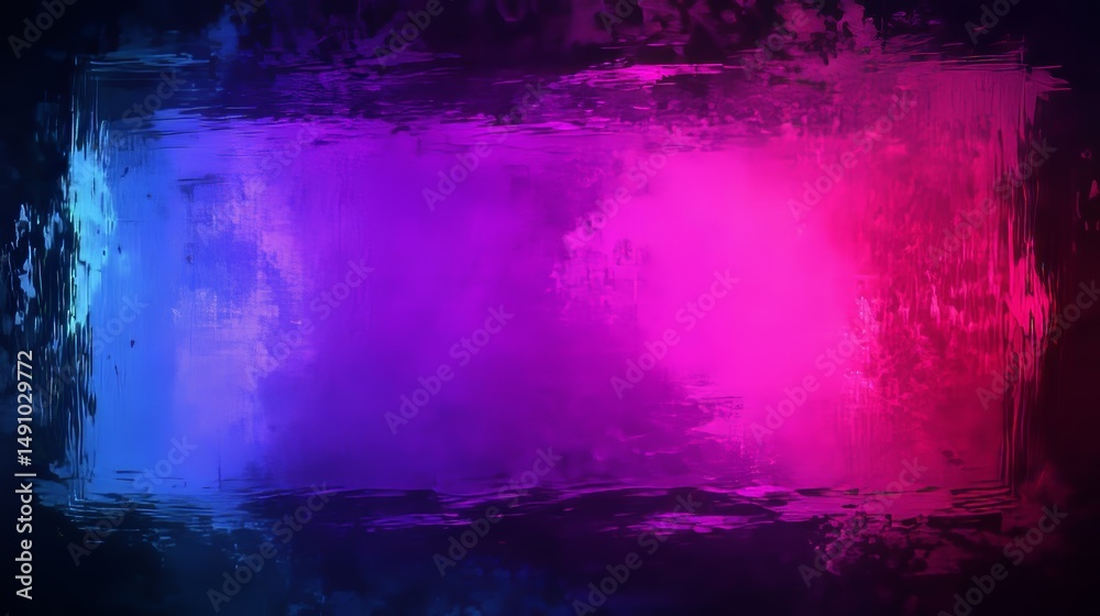 Aufkleber abstract neon frame with dynamic gradient effect and rough edges design