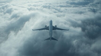 Majestic Airplane Soaring Through Clouds