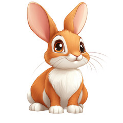 Cute cartoon bunny rabbit illustration easter spring animal pet art kids on transparent background