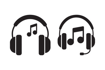 Headphone Music Icon Set Audio and Sound Vector Illustrations