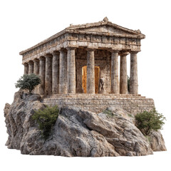 Obraz premium Ancient Greek Temple on a Clifftop - 3D Render