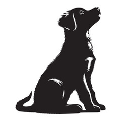 Adorable Labrador Retriever Puppy Sitting Silhouette Art Vector Graphic