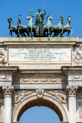 The Porta Sempione in Milan on a sunny day