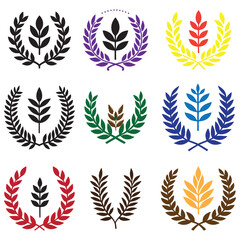 laurel wreath isolated silhouette vector set.
