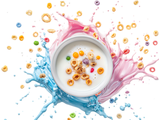 bowl of cereal with milk on png