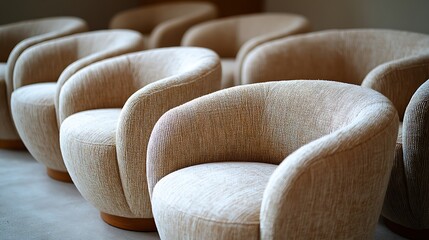 Obraz premium Minimalist living room barrel chairs setup high resolution image