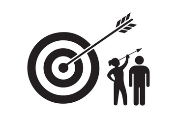 Target Success Concept with Arrow and People Goal Achievement Vector
