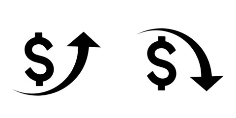 dollar up and down design isolated on white background. dollar up and down arrow design..