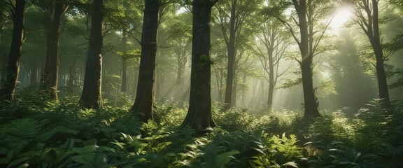  Lush green forest, sunlight dappling through leaves,  scenic,  pattern