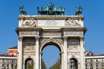 The Porta Sempione in Milan on a sunny day