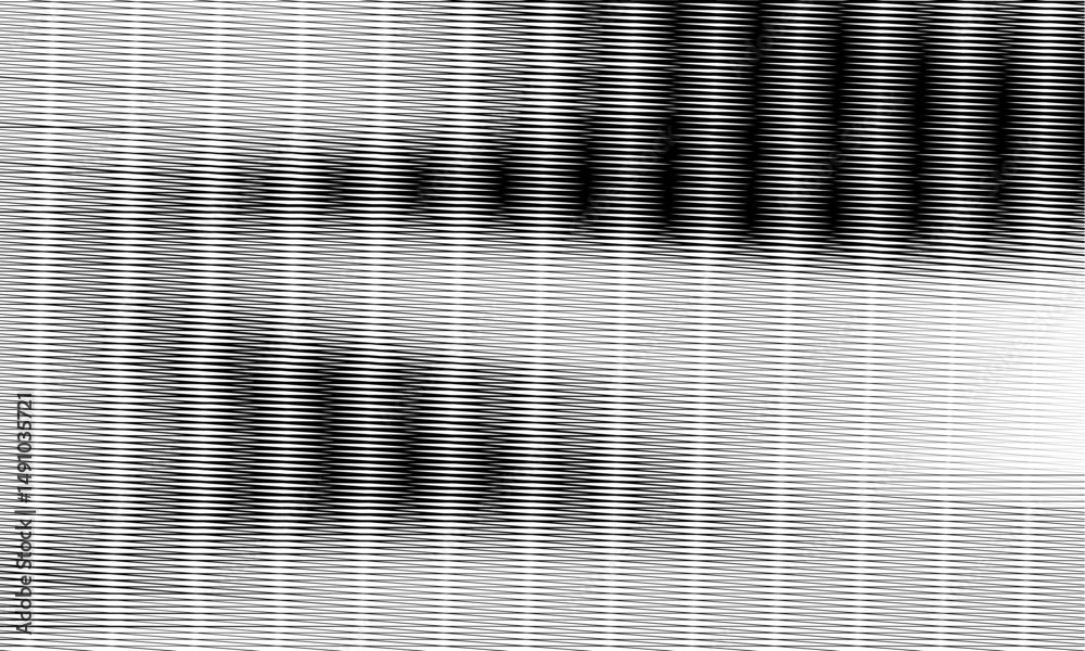 Poster moire monochrome background. abstract dynamical rippled surface, visual halftone 3d effect, illusion