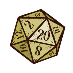 Vintage RPG d20 dice – vector illustration