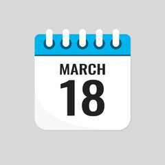Icon page calendar day - 18 March