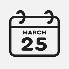 Icon page calendar day - 25 March