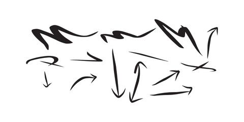 Collection of Arrows in Various Directions and Styles on a White Background