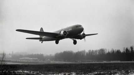 Vintage Airplane Taking Off - Classic Aviation History