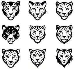 Vector Illustration of Cheetah or Leopard Heads
