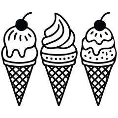 Ice cream cone icons isolated vector illustration