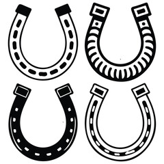Western horseshoe set isolated vector illustration