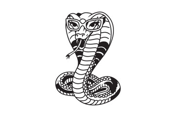 Fototapeta premium Cobra Snake with Glasses Silhouette Vector