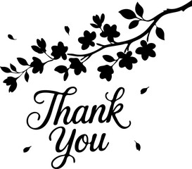 Thank You Floral Branch Illustration