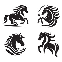horse vector silhouette icon set