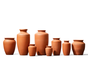Collection of Terracotta Pots on a transparent background