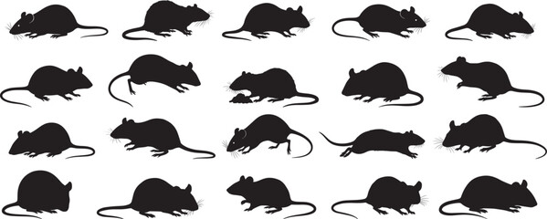 Black mouse silhouette vector illustration for graphic design and art projects isolated on white background