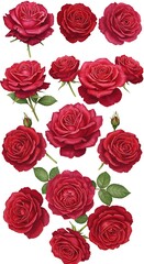 Crimson Rose Collection: Watercolor Floral Art