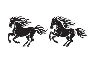Two Running Horse Silhouette Vector