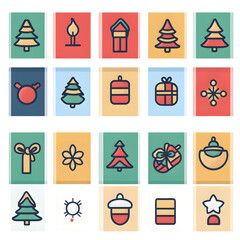 Professional Christmas color icons vector design for app development featuring festive elements