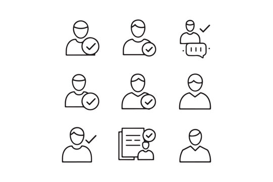 User Account Verification Line Icon Set