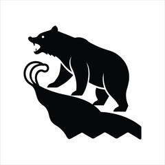 Wilderness Scene Bear Silhouette Logo Design