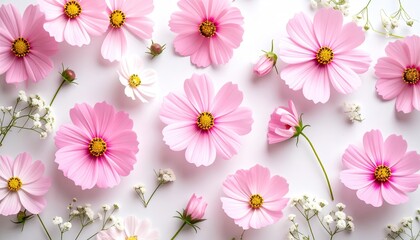 Pink Cosmos Floral Pattern.