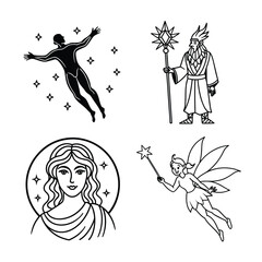 Ancient Shaman Spirit Guide with Animal Totems and Tribal Symbols