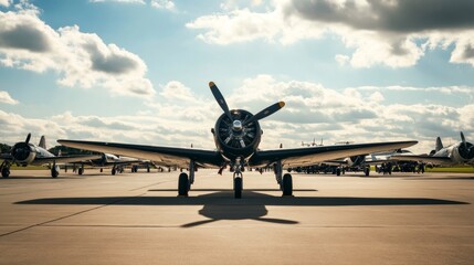 Fototapeta premium Vintage Warplanes on Airport