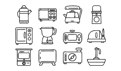 Home Interior collections editable stroke outline web icons set. Home, interior, bedroom, kitchen, architect, paint, furniture, flooring, lights and more... Vector illustration