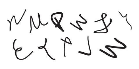 Abstract Black Ink Scribbles on a White Background