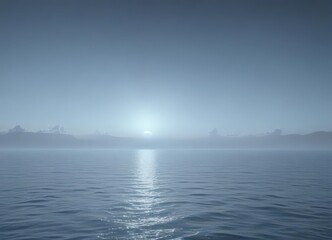 Fototapeta premium Gentle, hazy light blue gradient fading to darker shade, dreamy abstract seascape, sky, scene