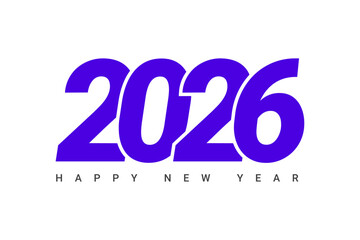 2026 Happy New Year Vector with Bold Purple Typography on Transparent Background Modern Minimalist Holiday Greeting Design for Celebration Poster Banner or Digital Use
