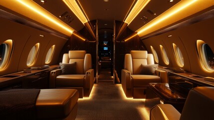 Fototapeta premium Luxury Private Jet Interior Design