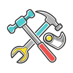 handyman tools hammer wrench repair build logo icon