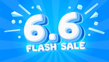 Flash sale 6.6 event, big sale offer, poster label. Vector illustration