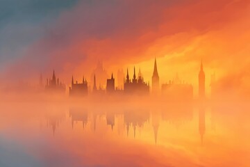 Obraz premium Miniature Buildings Illustration with Detailed Architecture